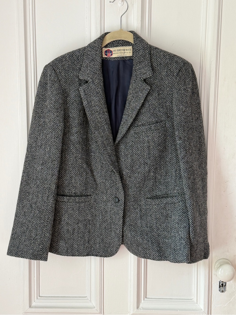 Brooks Woolen Co. British Wool Vintage Herringbone Button Up Blazer Medium (38)